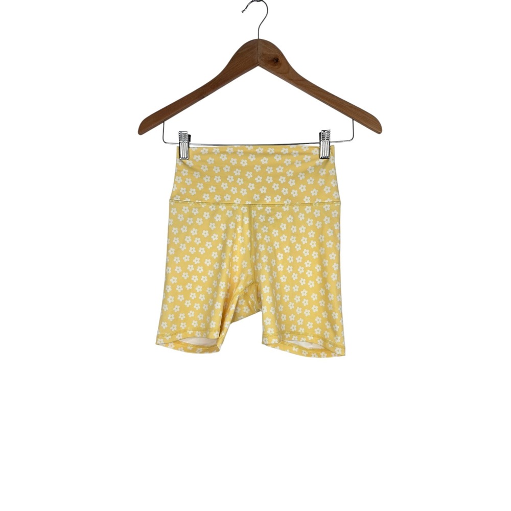 Wilo The Label Shorts Womens XS  Yellow Ditsy Daisy Floral Biker High Waist